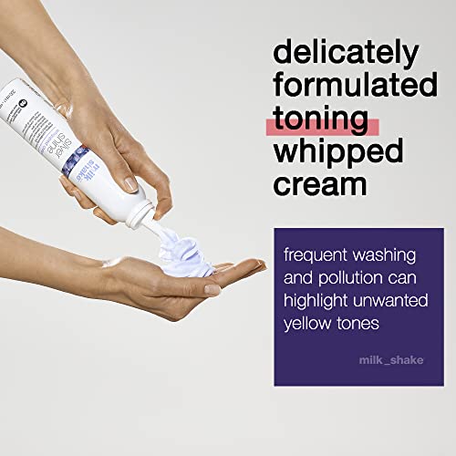 milk_shake | Silver Shine Whipped Cream 200 ml, Specific Anti-Yellow Leave-In Conditioning Foam for Blond or Grey Hair, with Violet Pigment, Made in Italy - New