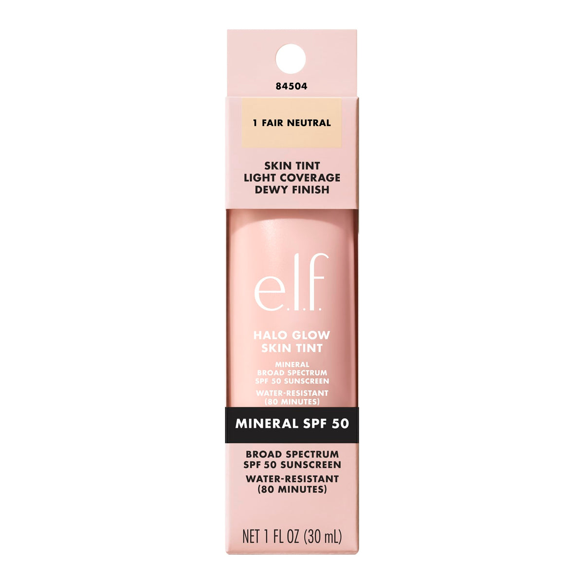 e.l.f. Halo Glow Skin Tint SPF 50, Tinted Moisturiser For Light, Buildable Coverage, Creates A Natural Glow, Vegan & Cruelty-Free, 1 Fair Neutral - Damaged Box