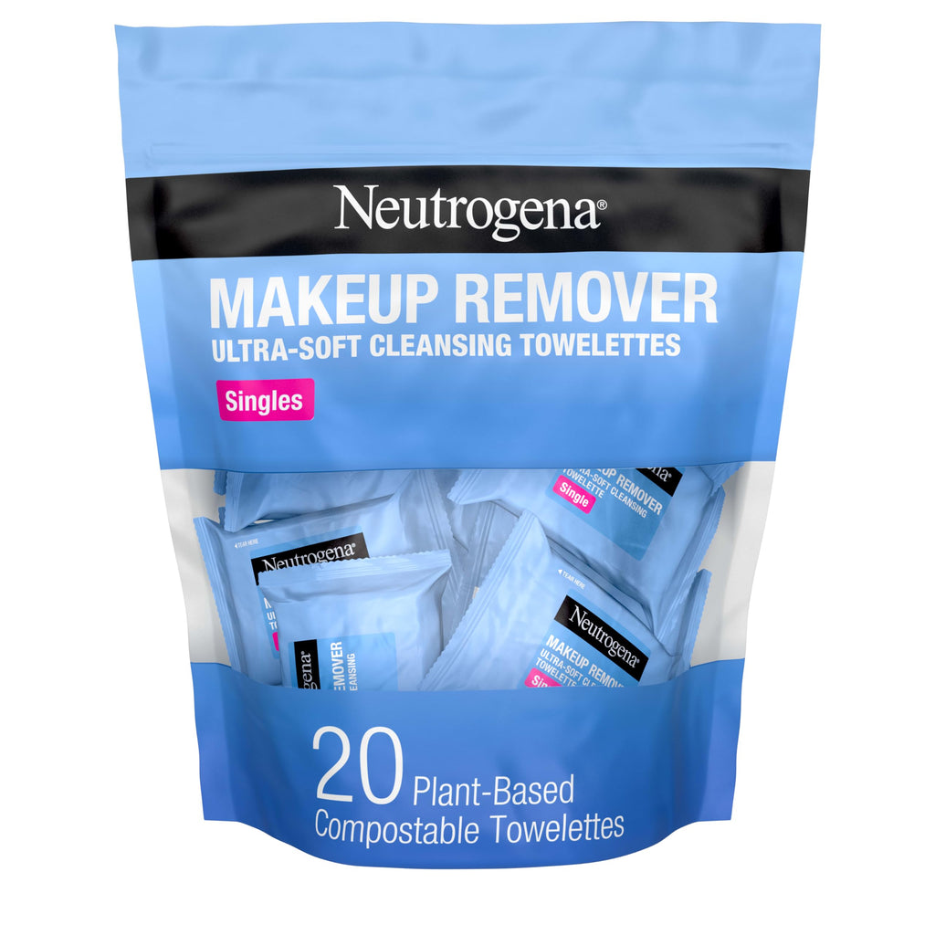 Neutrogena Makeup Remover Cleansing Towelette Singles Individually Wrapped, 20 Pre-moistened Towelettes - New