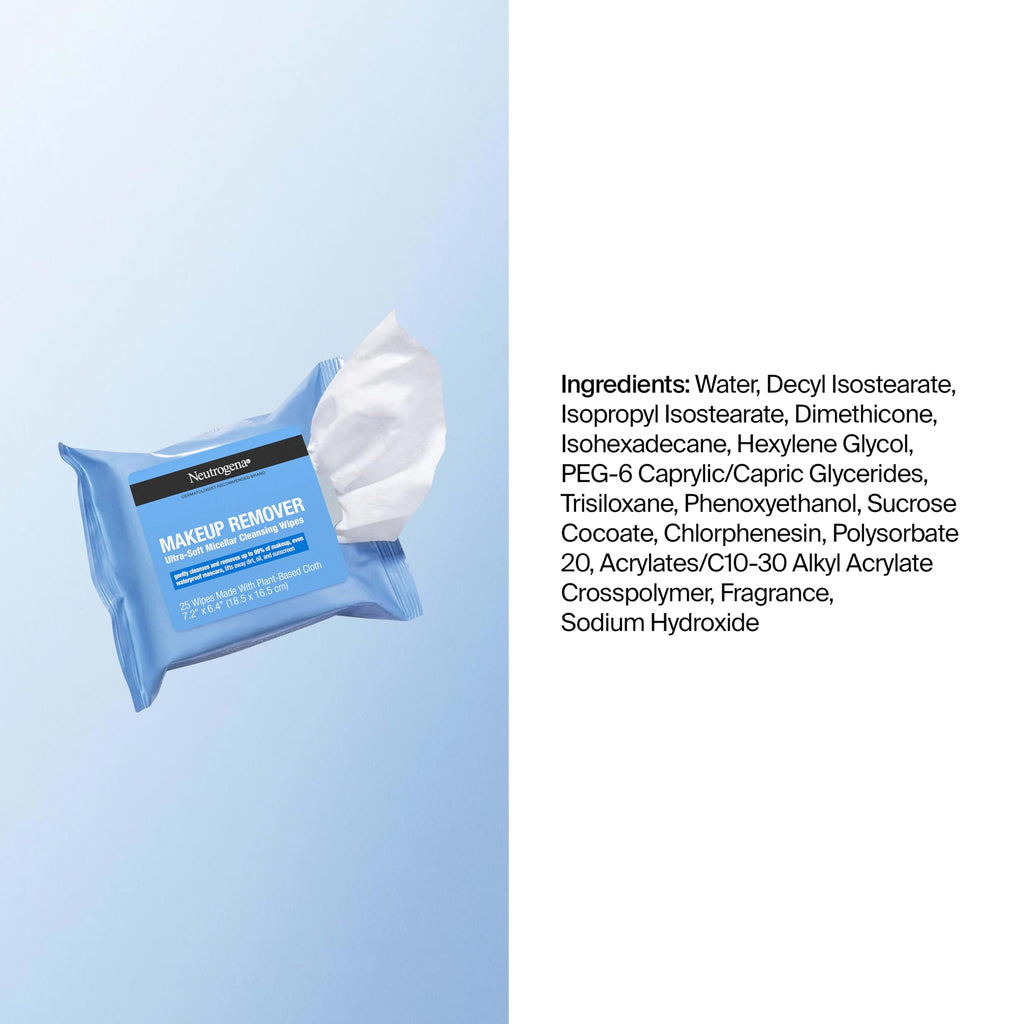 Neutrogena Makeup Remover Cleansing Towelette Singles Individually Wrapped, 20 Pre-moistened Towelettes - New