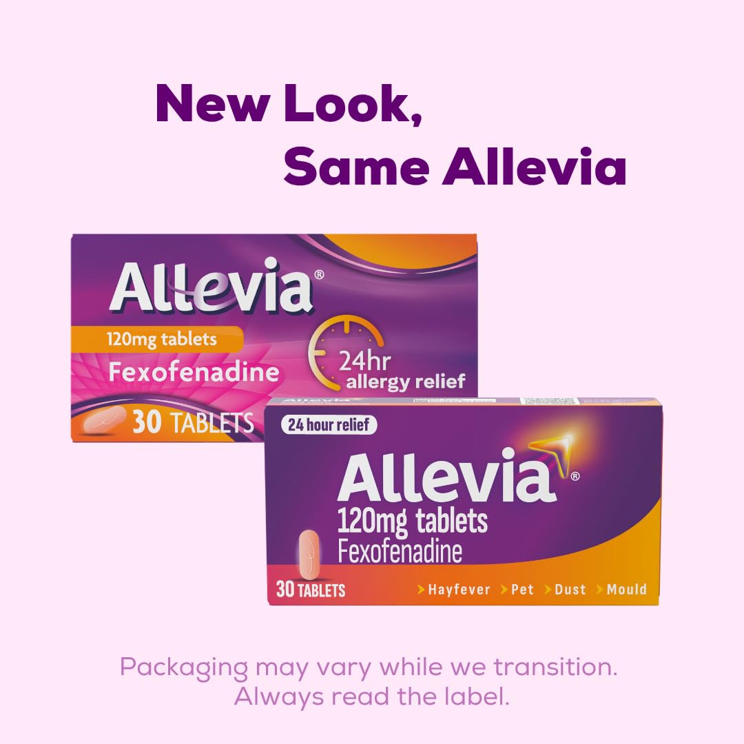 Allevia Allergy Relief Tablets 120mg Fexofenadine - 90 Tablets (3x 30) - 24hr Hayfever Pet Dust Mould Non-Drowsy - New - BBE 12/2028