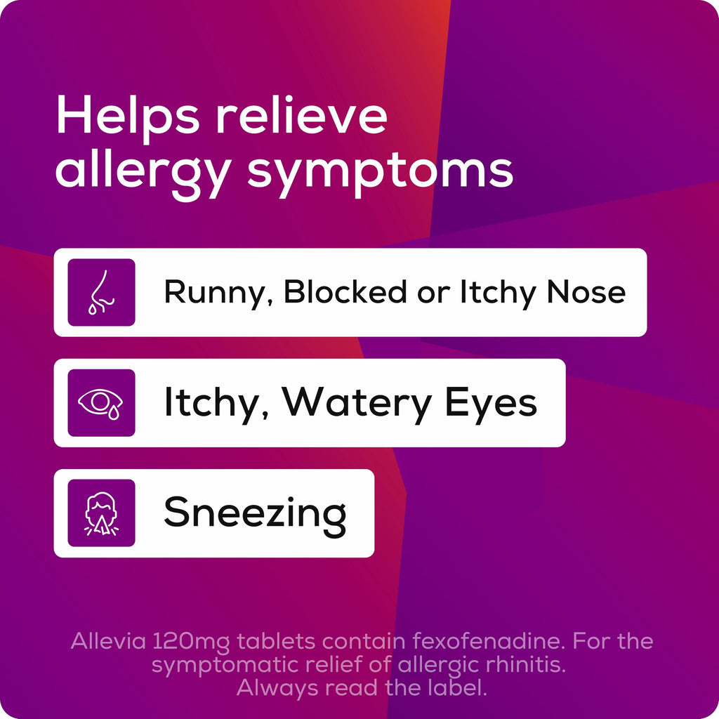 Allevia Allergy Relief Tablets 120mg Fexofenadine - 90 Tablets (3x 30) - 24hr Hayfever Pet Dust Mould Non-Drowsy - New - BBE 12/2028
