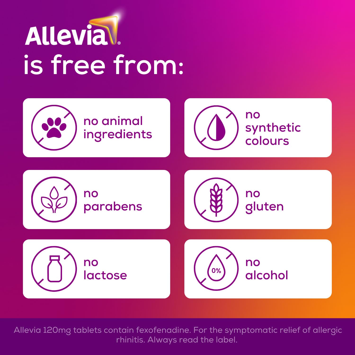 Allevia Allergy Relief Tablets 120mg Fexofenadine - 90 Tablets (3x 30) - 24hr Hayfever Pet Dust Mould Non-Drowsy - New - BBE 12/2028