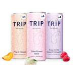 TRIP Sparkling Drink - Low Calorie Vegan Mixed Pack - 12 x 250ml Cans - CBD Infused Refreshment - Damaged Box - BBE 01/2028