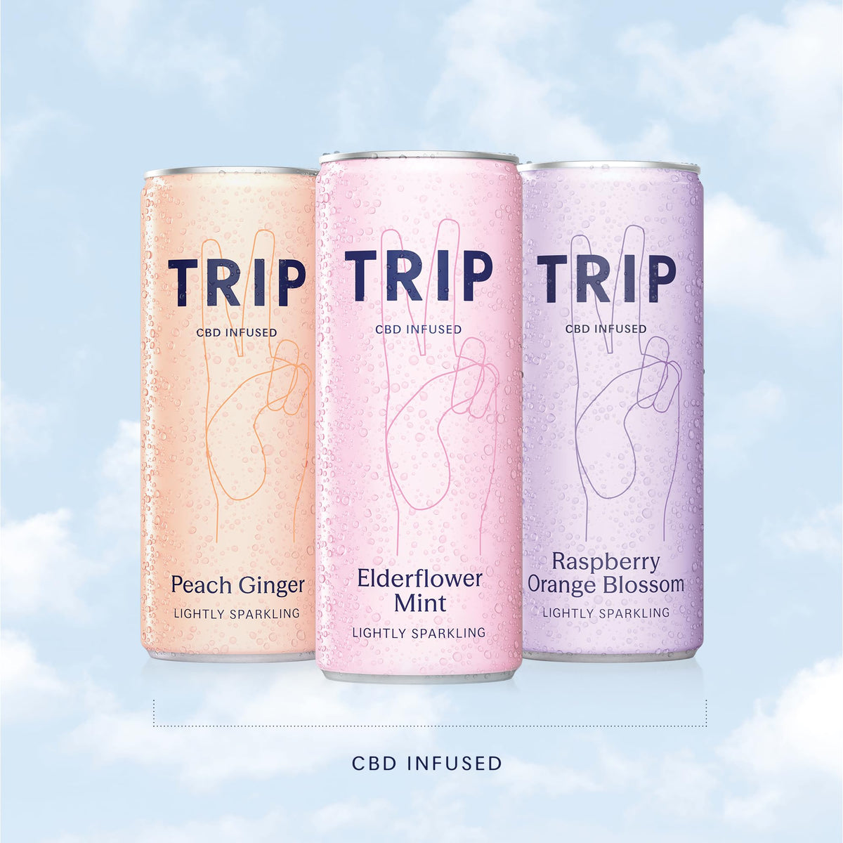 TRIP Sparkling Drink - Low Calorie Vegan Mixed Pack - 12 x 250ml Cans - CBD Infused Refreshment - Damaged Box - BBE 01/2028