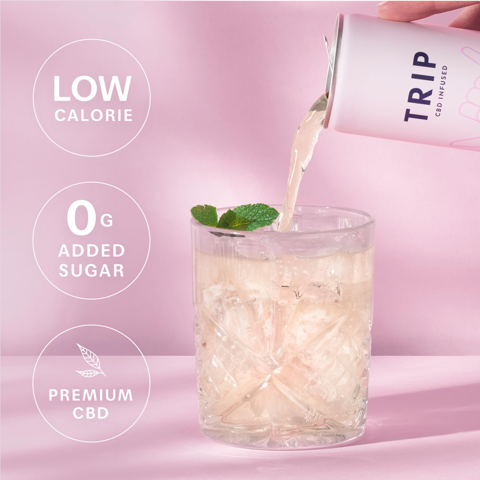 TRIP Sparkling Drink - Low Calorie Vegan Mixed Pack - 12 x 250ml Cans - CBD Infused Refreshment - Damaged Box - BBE 01/2028
