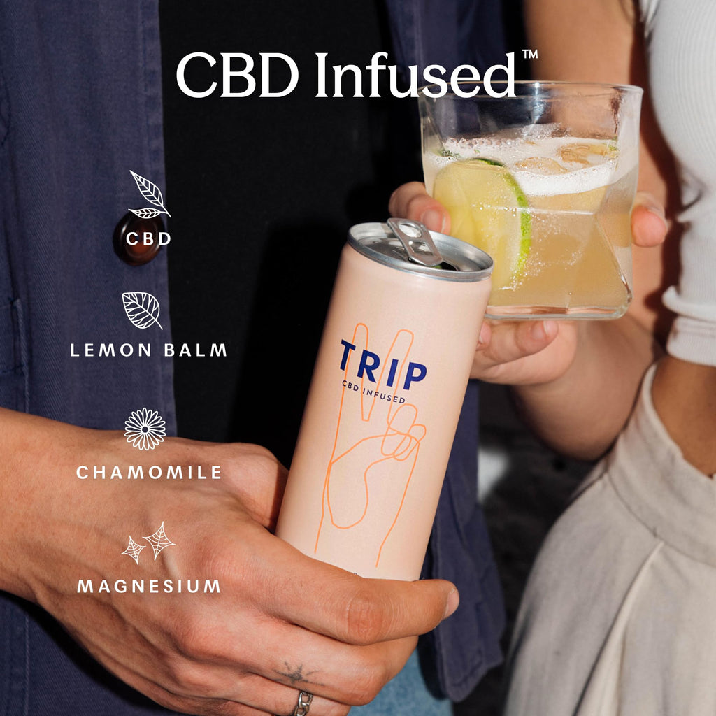 TRIP Sparkling Drink - Low Calorie Vegan Mixed Pack - 12 x 250ml Cans - CBD Infused Refreshment - Damaged Box - BBE 01/2028