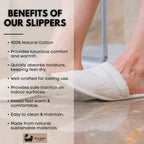 Eco Bath London Natural Toweling Slippers - Luxury 100% Organic Cotton, Ultra Soft, Machine Washable Indoor Slippers for Bath and Home, S Size (4-5) - New