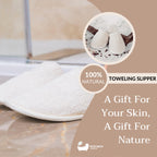 Eco Bath London Natural Toweling Slippers - Luxury 100% Organic Cotton, Ultra Soft, Machine Washable Indoor Slippers for Bath and Home, S Size (4-5) - New