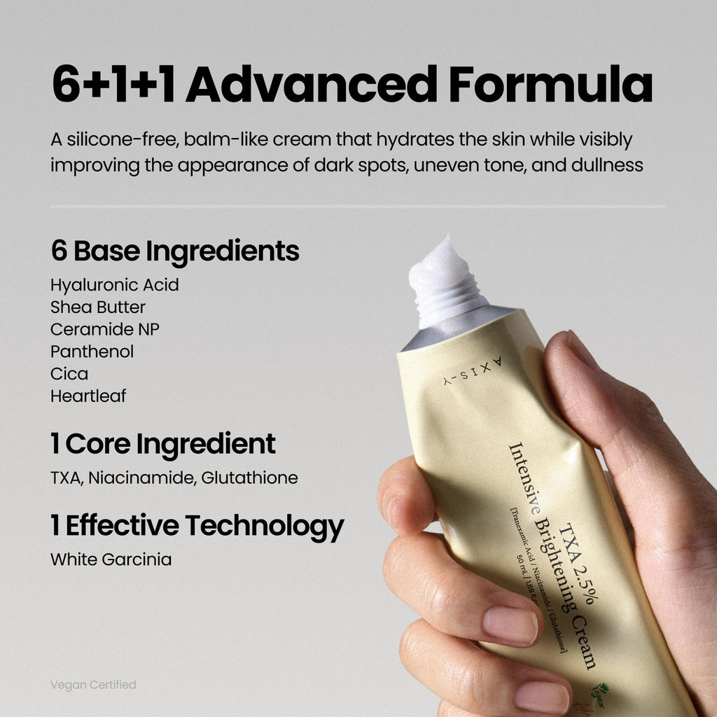AXIS-Y TXA 2.5% Intensive Brightening Cream - Tranexamic Acid, Niacinamide & Glutathione for Hyperpigmentation & Dark Spot Corrector - Vegan Korean Skin Care Moisturizer Face Cream - 50ml/1.69 fl. oz. - New - BBE 01/2029