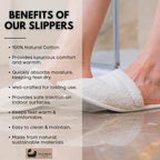 Eco Bath London Natural Toweling Slippers - Luxury 100% Organic Cotton, Ultra Soft, Machine Washable Indoor Slippers for Bath and Home, S Size (4-5) - New