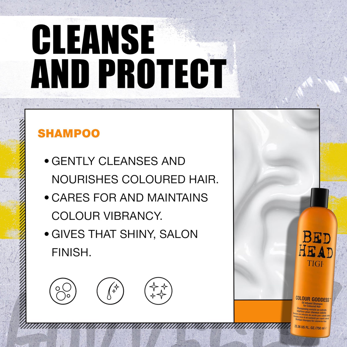 TIGI Bed Head Colour Goddess Shampoo - Coloured Hair, Sulphate-Free, Keratin, Coconut Oil, Frizz Control, Shine, 750ml - New
