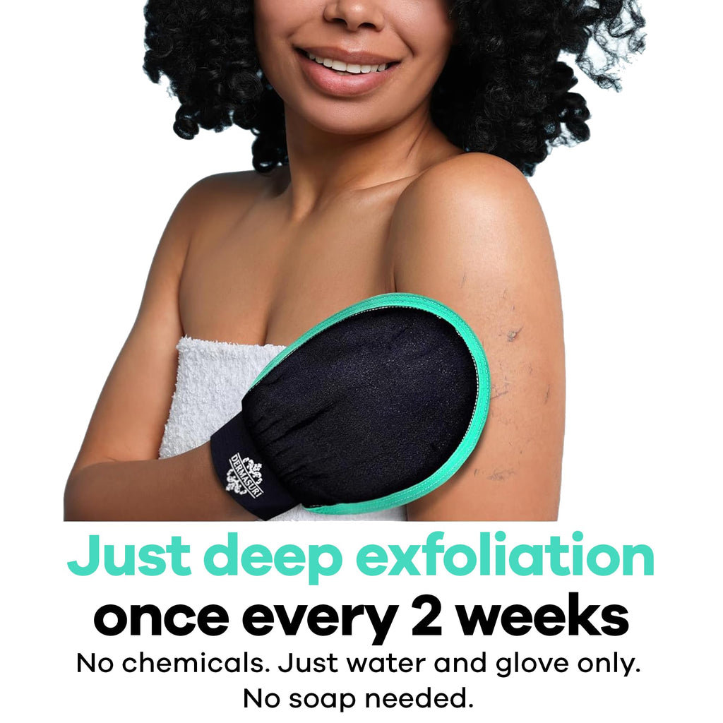 Dermasuri Exfoliating Body Scrubber Glove, Exfoliating Glove, Black (1 Pk) - Damaged Box