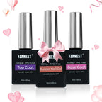 FZANEST HEMA & TPO-Free Builder Nail Gel With Top and Base Coat, 15ml * 3pcs Gel Polish Kit for Nail Strengthening Apex Extension Soak Off No Wipe Top Finish Base LED Lamp Cured - New