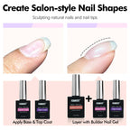 FZANEST HEMA & TPO-Free Builder Nail Gel With Top and Base Coat, 15ml * 3pcs Gel Polish Kit for Nail Strengthening Apex Extension Soak Off No Wipe Top Finish Base LED Lamp Cured - New