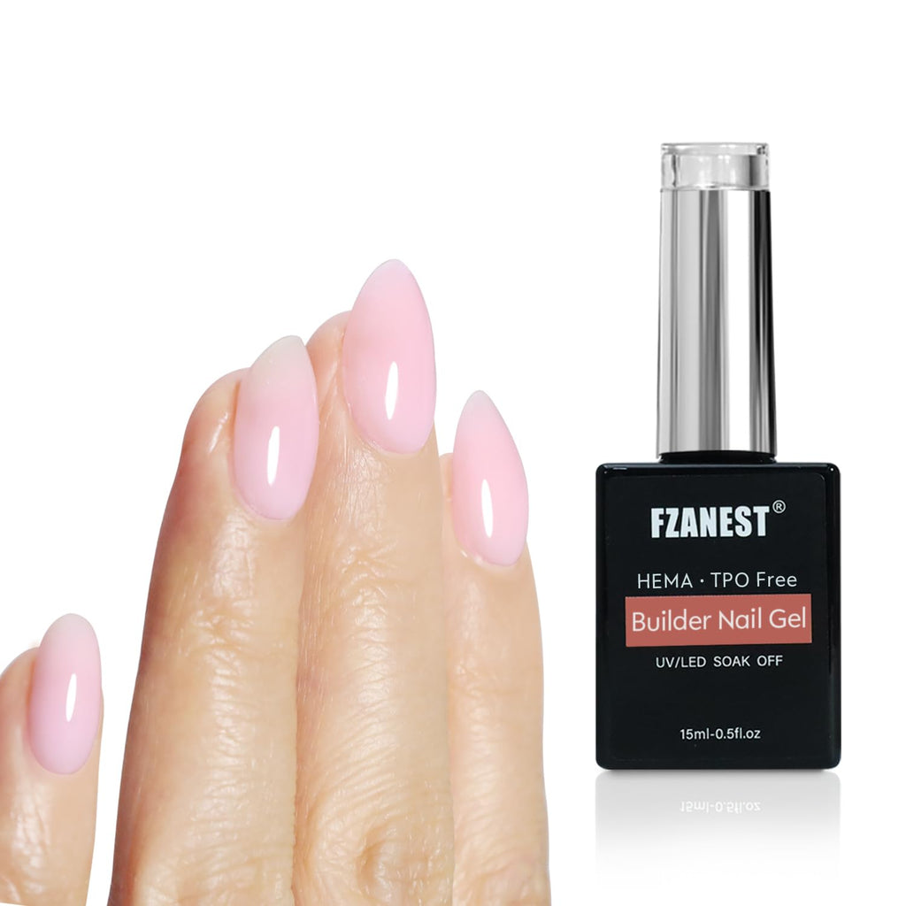 FZANEST HEMA & TPO-Free Builder Nail Gel With Top and Base Coat, 15ml * 3pcs Gel Polish Kit for Nail Strengthening Apex Extension Soak Off No Wipe Top Finish Base LED Lamp Cured - New