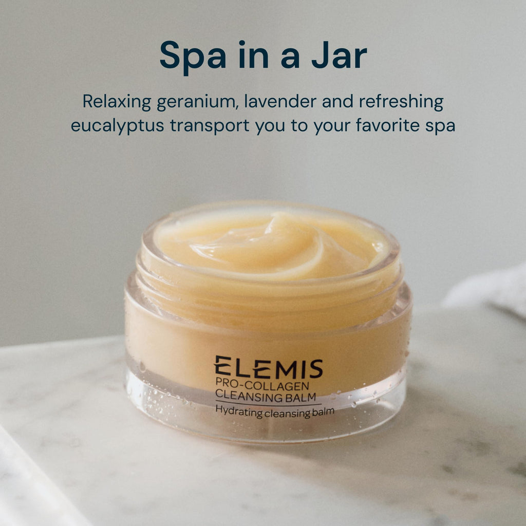ELEMIS Pro-Collagen Cleansing Balm, 3in1 Melting Facial Cleanser for Deep Cleansing Wash, Infused with 9 Nourishing Essential Oils, Daily Moisturising Makeup Remover for Clean, Glowing Skin - New