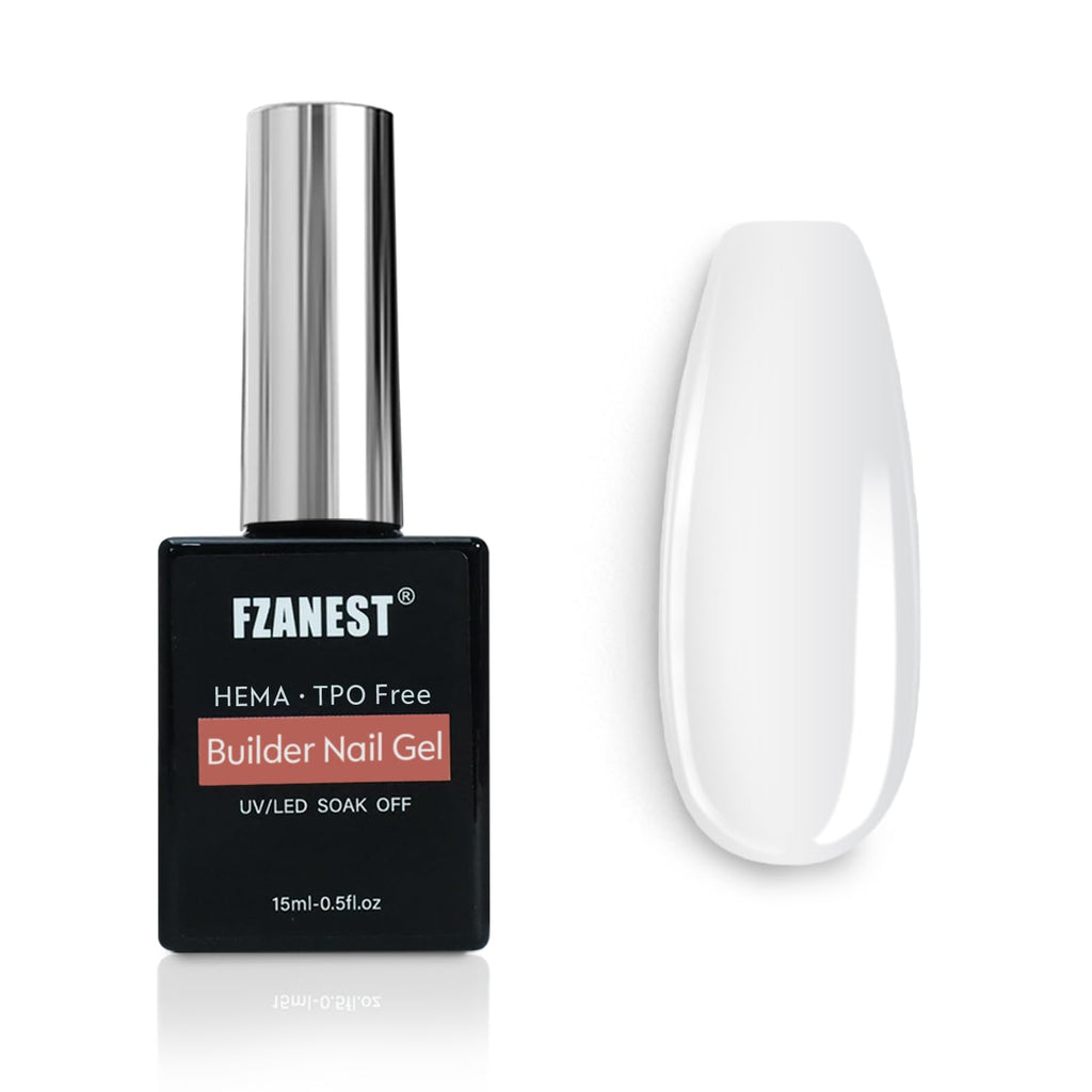 FZANEST HEMA & TPO-Free Builder Nail Gel With Top and Base Coat, 15ml * 3pcs Gel Polish Kit for Nail Strengthening Apex Extension Soak Off No Wipe Top Finish Base LED Lamp Cured - New