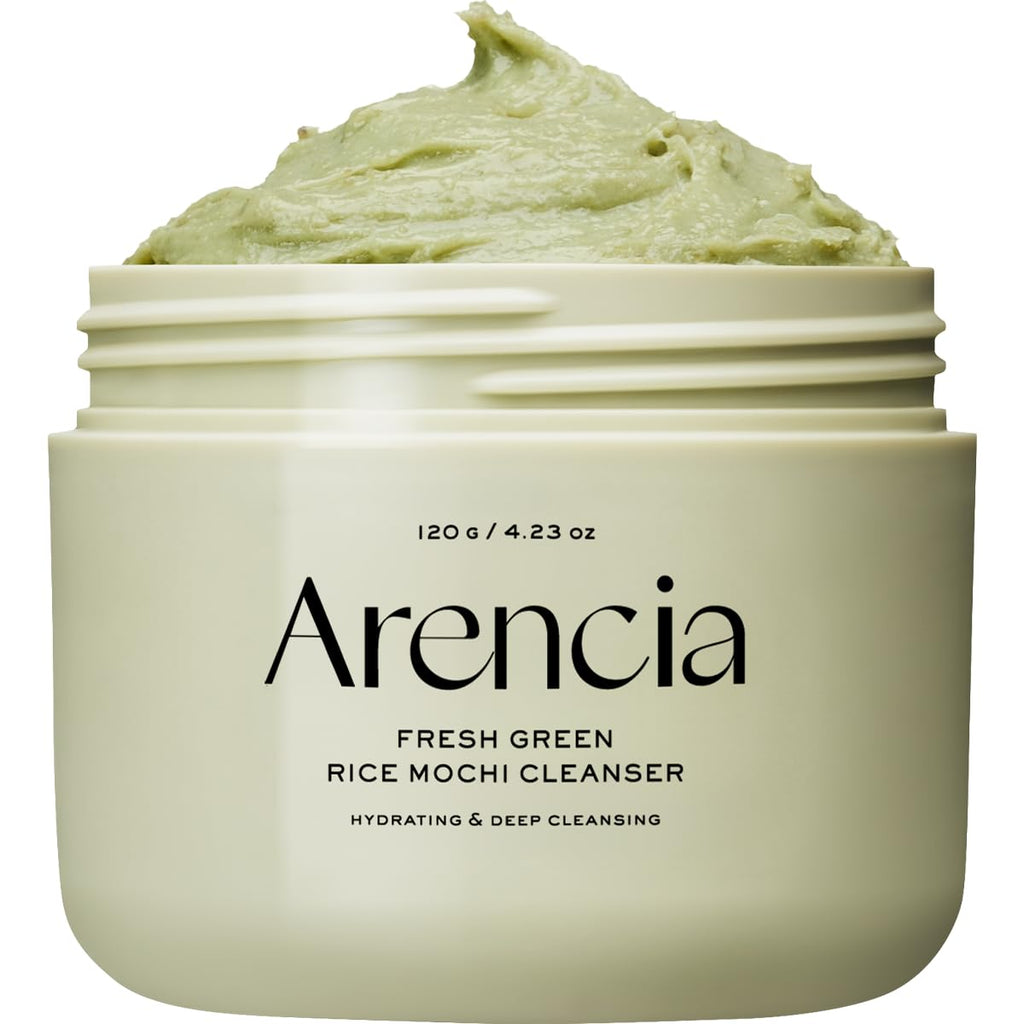 Arencia Korean Rice Mochi Face Cleanser - Face Mask, Foaming Cleanser, Gentle Scrub All in One - Deep Cleansing, Moisturizing, Pore Minimizing, Removing Blackhead- with Rice Water & Green Tea, Mugwort - New - BBE 03/2029