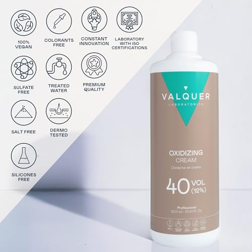 Valquer Stabilized Hydrogen Peroxide Cream 40 Volume 12% - Hair Colour Oxidizer Bleach Developer 1L - New
