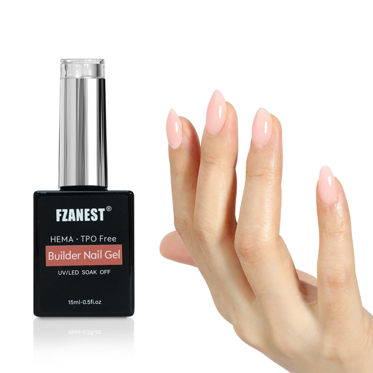 FZANEST HEMA & TPO-Free Builder Nail Gel With Top and Base Coat, 15ml * 3pcs Gel Polish Kit for Nail Strengthening Apex Extension Soak Off No Wipe Top Finish Base LED Lamp Cured - New