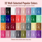 JODSONE Gel Nail Polish Kit with U V Light 32 Colors Gel Polish Nail + 4 Functional Adhesive Bottles Kit Soak Off Manicure Tools Gifts for Women - Damaged Box