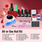 JODSONE Gel Nail Polish Kit with U V Light 32 Colors Gel Polish Nail + 4 Functional Adhesive Bottles Kit Soak Off Manicure Tools Gifts for Women - Damaged Box