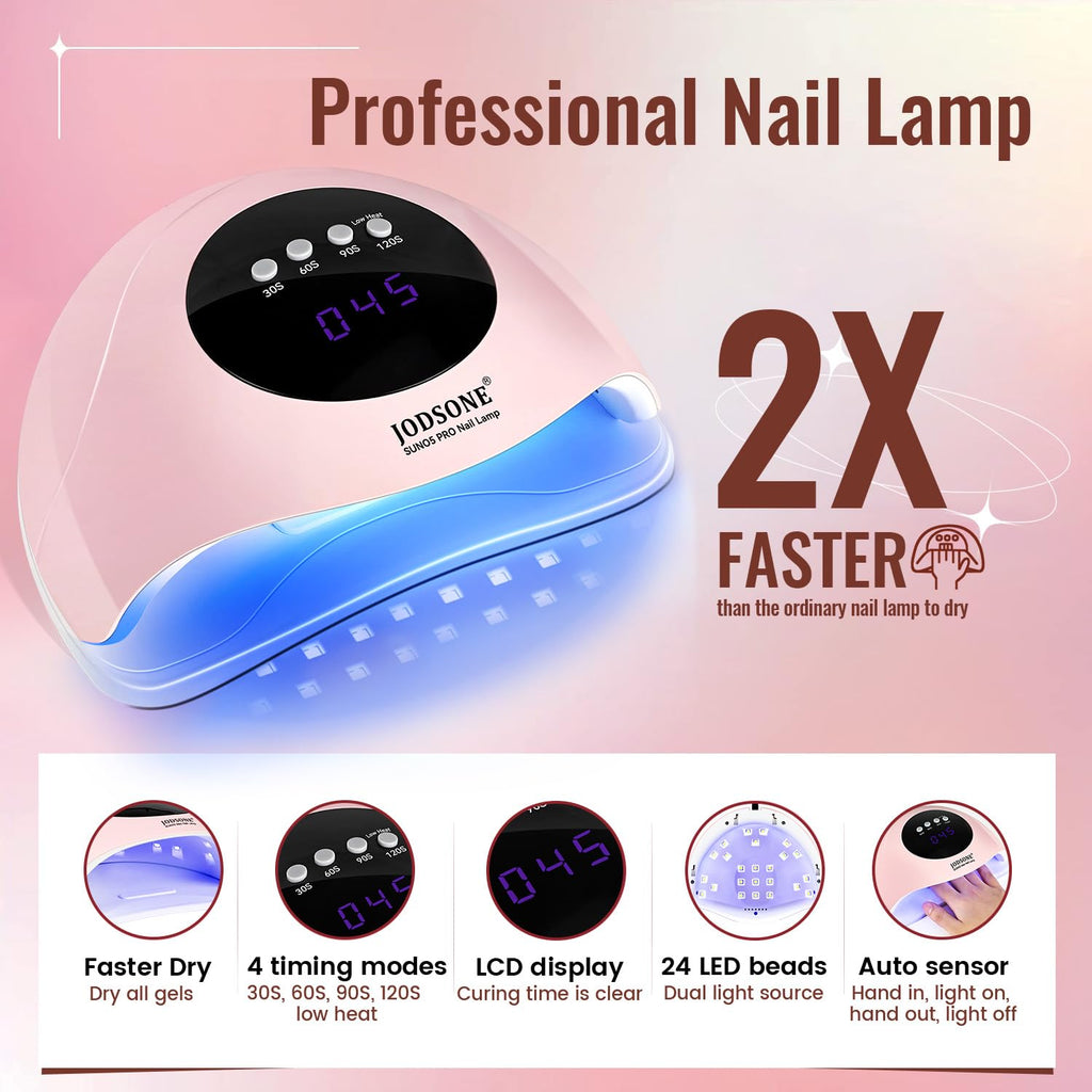 JODSONE Gel Nail Polish Kit with U V Light 32 Colors Gel Polish Nail + 4 Functional Adhesive Bottles Kit Soak Off Manicure Tools Gifts for Women - Damaged Box