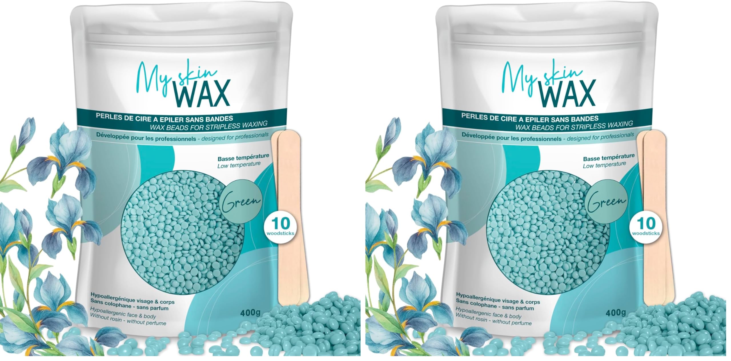 My Skin Wax - Hard Wax Beads, 800g, Hypoallergenic, Wax Beads for Sensitive Skin, Painless, Stripless Hair Removal Wax, Men, Women, Face wax, Leg Wax, Bikini Wax, Brazilian, Eye Brow, Lip - New - BBE 05/2029