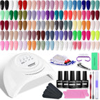 JODSONE Gel Nail Polish Kit with U V Light 32 Colors Gel Polish Nail + 4 Functional Adhesive Bottles Kit Soak Off Manicure Tools Gifts for Women - Damaged Box