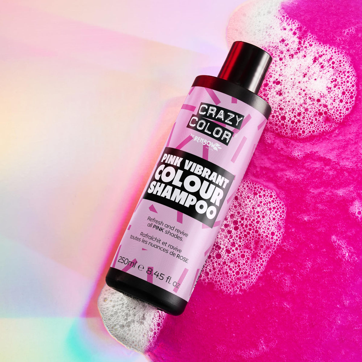 Crazy Color Pink Shampoo - 250ml Semi-Permanent Hair Colour Toner Vegan Formula - Damaged Box