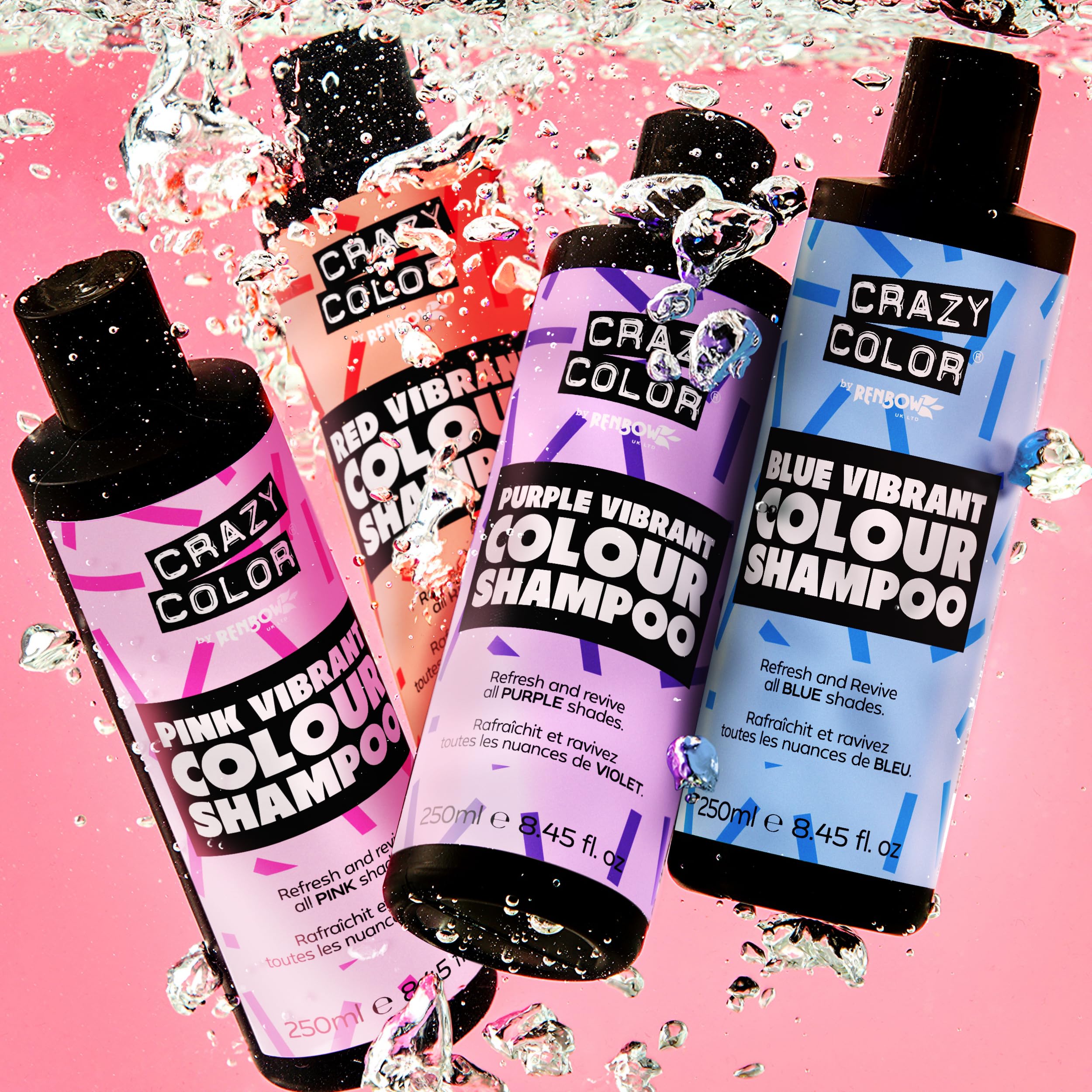 Crazy Color Pink Shampoo - 250ml Semi-Permanent Hair Colour Toner Vegan Formula - Damaged Box