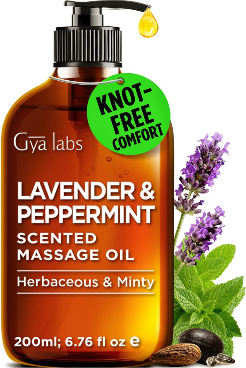 Gya Labs Destressing Massage Oil - Sore Muscle Body Therapy Oil with Lavender & Rose Otto - 200ml - New - BBE 07/2029