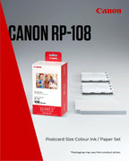 Canon SELPHY RP-108 Ink + Paper Multipack - Genuine Printer Ink Cartridges 2 Pack (2 x Cartridges) & 108 Sheets (100 x 148mm) - New