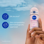 NIVEA Pearl & Beauty Anti-Perspirant Deodorant Roll On (6 x 50ml), Roll On Deodorant for Women with 72H Sweat and Odour Protection, Women's Anti-Perspirant with Pearl Extracts (Pack of 6) - Damaged Box