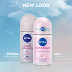 NIVEA Pearl & Beauty Anti-Perspirant Deodorant Roll On (6 x 50ml), Roll On Deodorant for Women with 72H Sweat and Odour Protection, Women's Anti-Perspirant with Pearl Extracts (Pack of 6) - Damaged Box