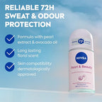 NIVEA Pearl & Beauty Anti-Perspirant Deodorant Roll On (6 x 50ml), Roll On Deodorant for Women with 72H Sweat and Odour Protection, Women's Anti-Perspirant with Pearl Extracts (Pack of 6) - Damaged Box