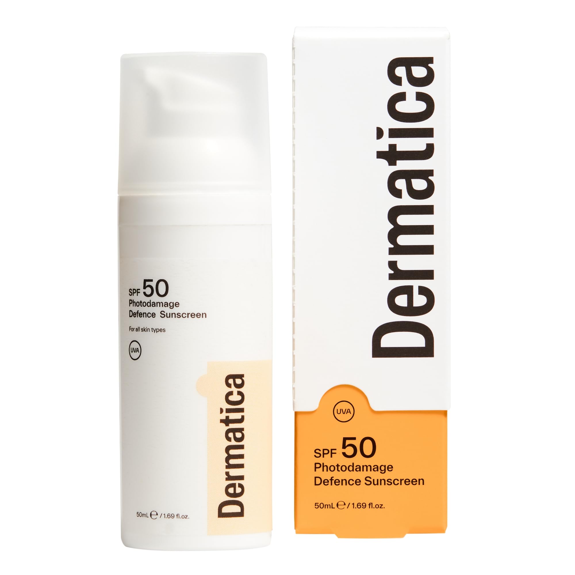 Dermatica SPF 50 Photodamage Defence Sunscreen | Anti-Ageing and Anti-Wrinkle I Fast Absorbing Lightweight Cream | Fragrance Free (50ml) - Damaged Box
