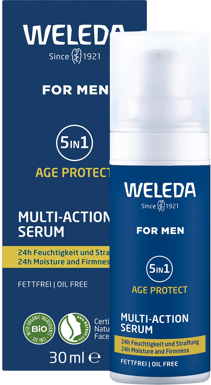 Weleda 5in1 Age Protect Multi-Action Serum Men 24h Moisturiser 30 mL Vegan - Damaged Box