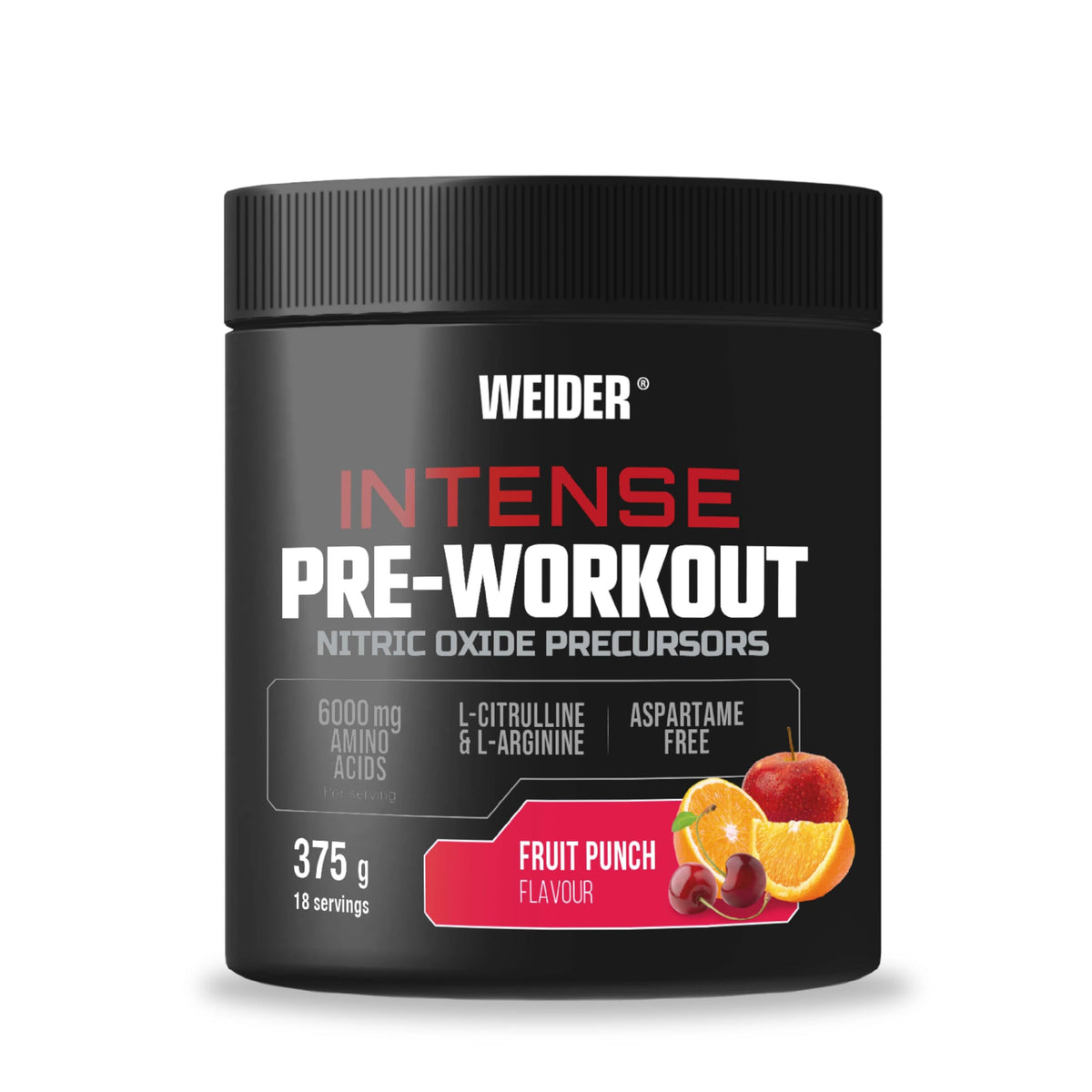 Weider Intense Pre-Workout 375g Fruit Punch - Nitric Oxide Precursors - Energy Focus Supplement - New - BBE 08/2026
