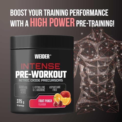Weider Intense Pre-Workout 375g Fruit Punch - Nitric Oxide Precursors - Energy Focus Supplement - New - BBE 08/2026