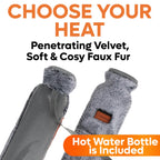Long Hot Water Bottle with Cover - Back Neck Stomach Pain Relief - Super Soft Fur Velvet - 2L 76cm Heat Pack - Damaged Box
