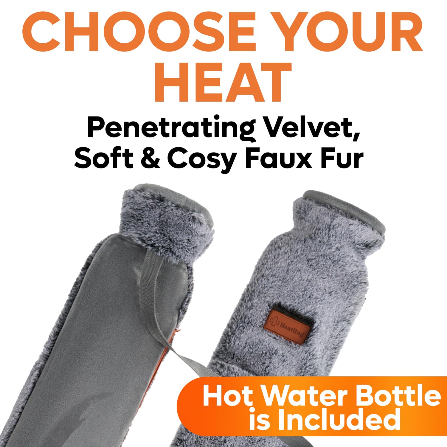 Long Hot Water Bottle with Cover - Back Neck Stomach Pain Relief - Super Soft Fur Velvet - 2L 76cm Heat Pack - Damaged Box