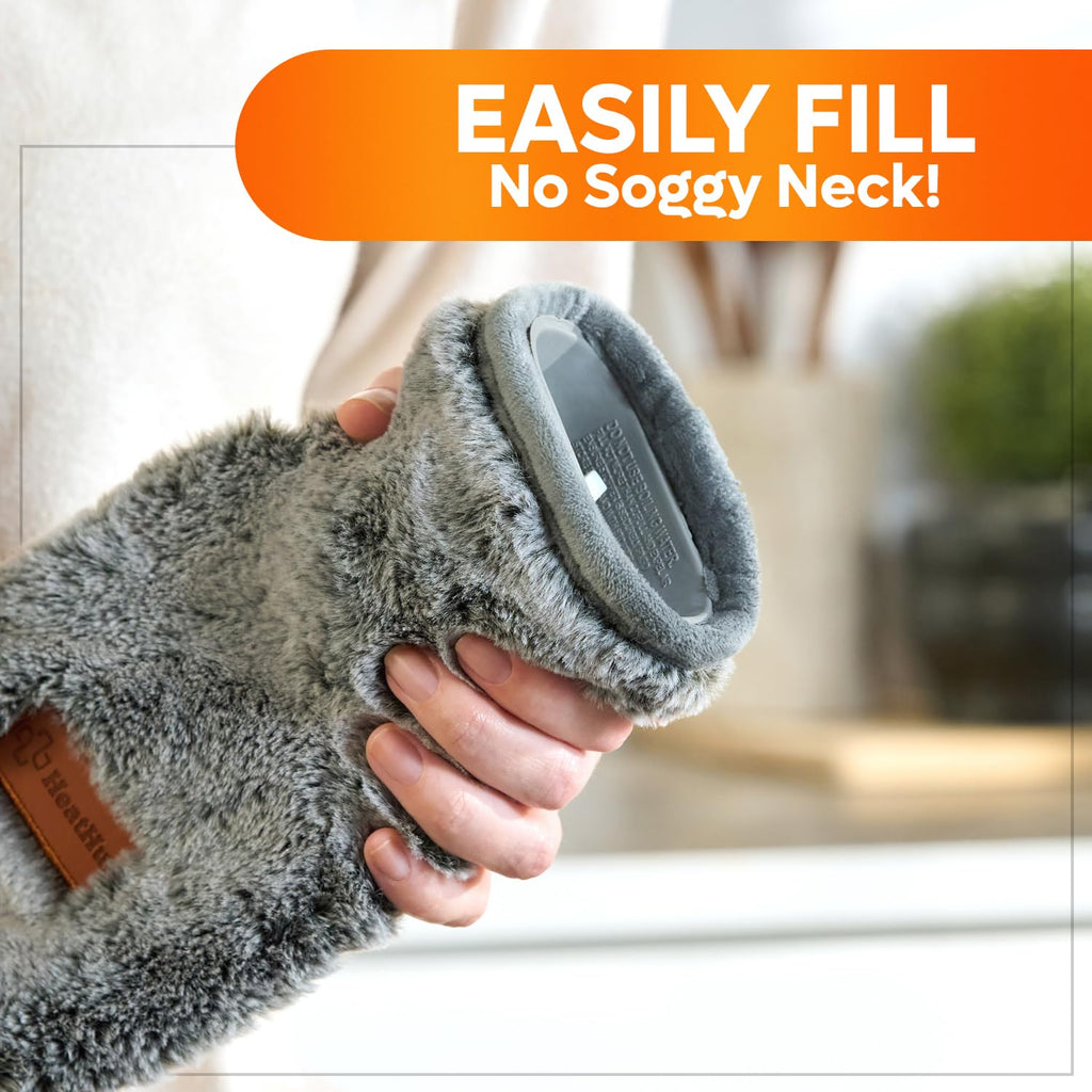 Long Hot Water Bottle with Cover - Back Neck Stomach Pain Relief - Super Soft Fur Velvet - 2L 76cm Heat Pack - Damaged Box