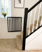 Safetots Top of Stairs Screw Fitted Baby Gate - Black Wooden Safety Barrier - 63.5-105.5cm Wood Stair Gate - New