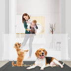 Rainberg Retractable Stair Gate - 150cm Wide, 80cm Tall - Baby & Pet Safety Barrier - One Hand Operated Child Gate - White - Damaged Box
