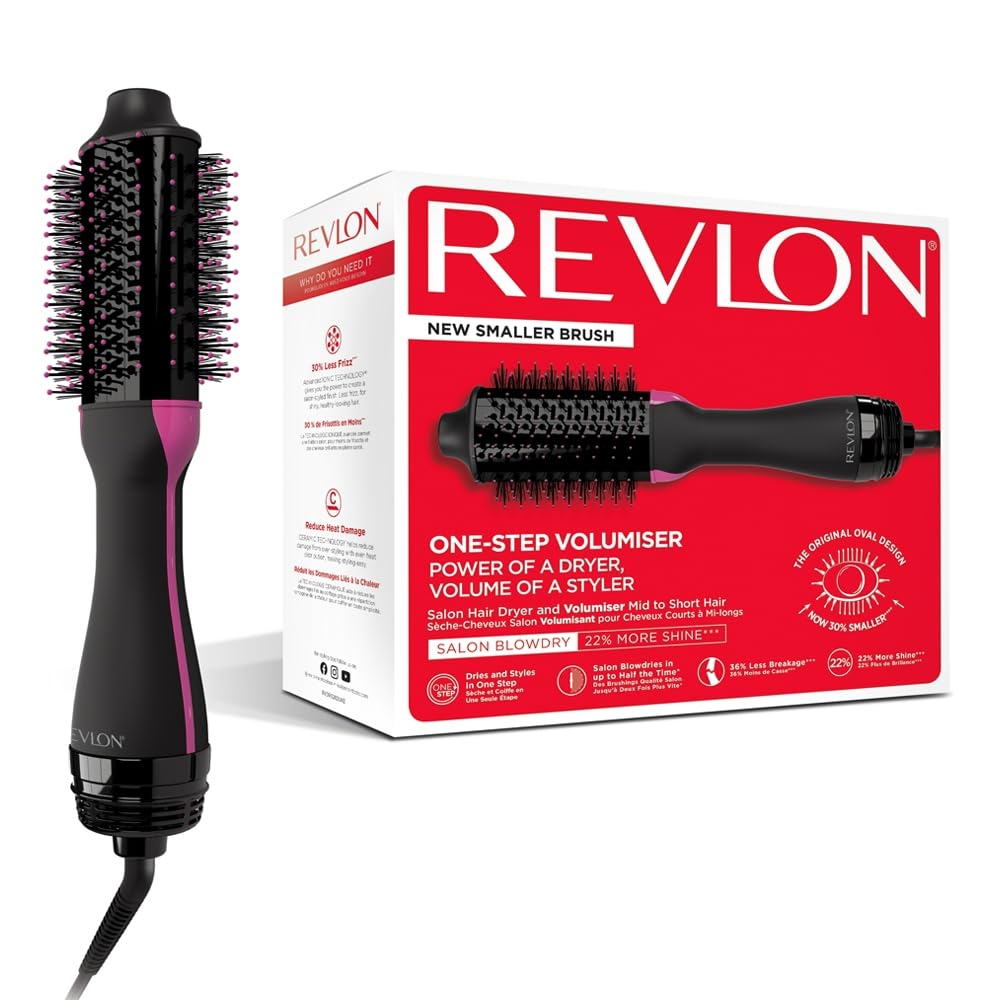 Revlon One-Step Hair Dryer & Volumiser RVDR5282UKE - 2-in-1 Ionic Ceramic Styling Tool for Mid-Short Hair - Smaller Oval Design - Damaged Box