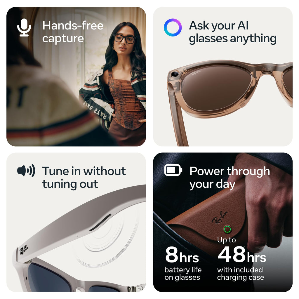 Ray-Ban Meta Gen 2 Wayfarer Smart Glasses - Matte Black Frame - Polar Gradient Graphite Lenses - Audio Camera AI - Like New