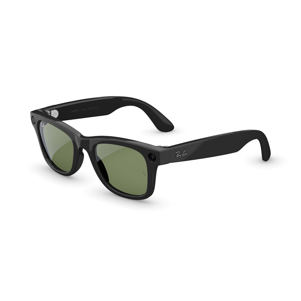 Ray-Ban Meta Gen 2 Wayfarer Smart Glasses - Shiny Black Frame, G15 Green Lens - Audio Camera AI - Like New