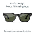 Ray-Ban Meta Gen 2 Wayfarer Smart Glasses - Shiny Black Frame, G15 Green Lens - Audio Camera AI - Like New